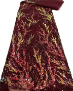 Exquisite colorful sequined net-sheen embroidered lace fabric used for wedding gowns evening dresses mother's clothing  fabric