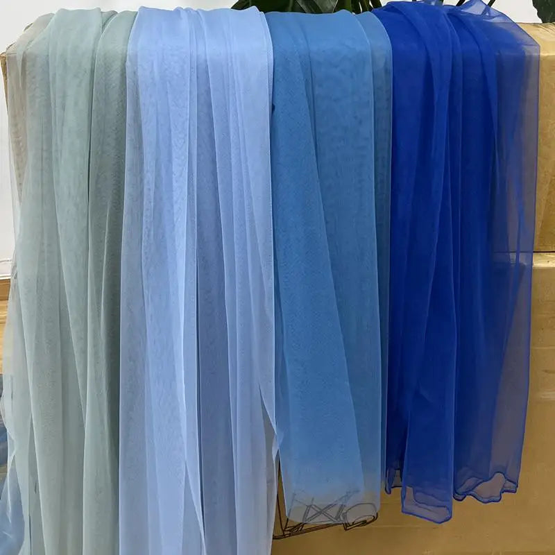 Tela de malla de gasa ligera con efecto niebla, hilo de tul azul suave, velo de fondo DIY, vestido de novia, tul de hadas, material de decoración nupcial