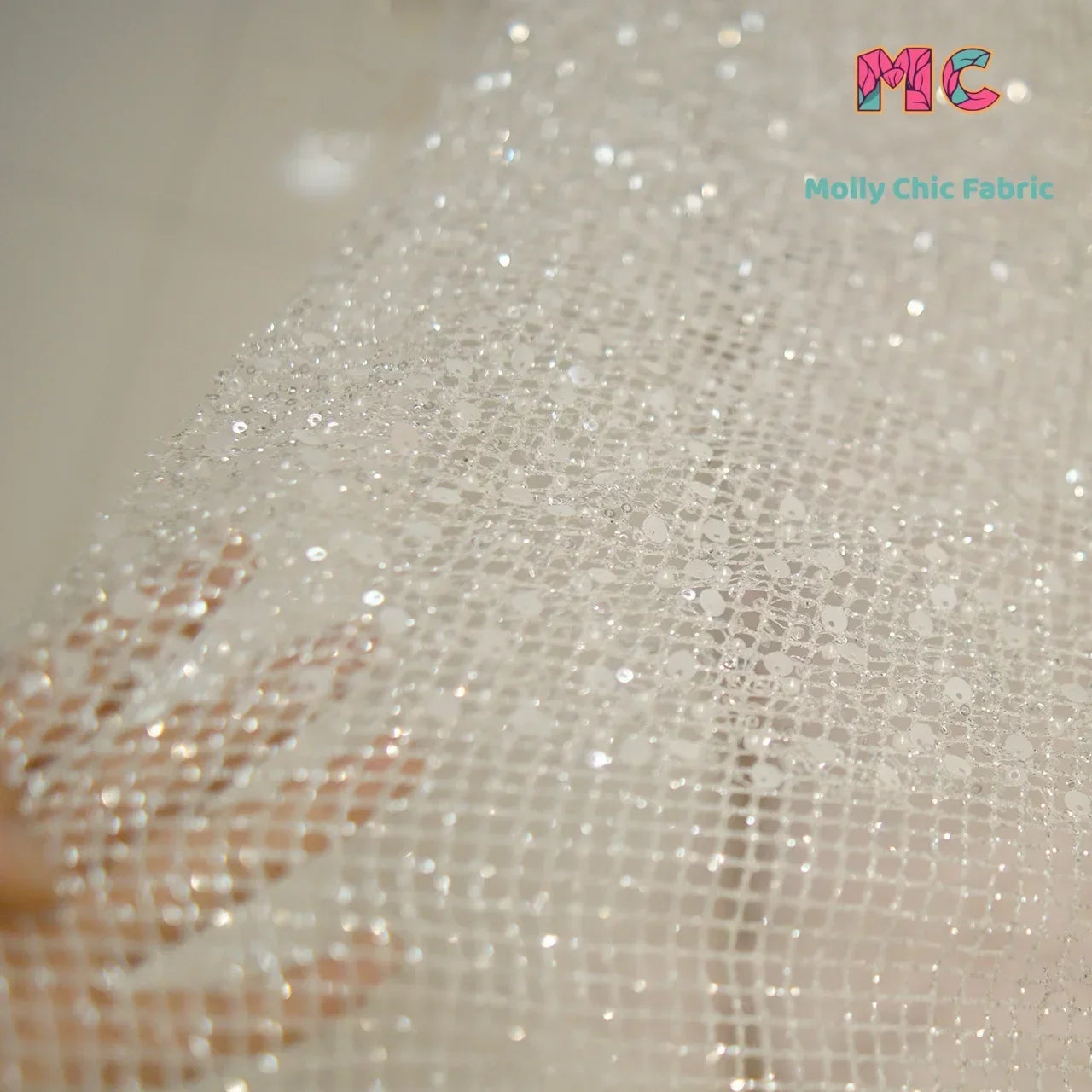 New Nail Bead Glitter Crystal Sprinkle Gold Powder Mesh Hollow Mesh Diy Sewing High-end Wedding Evening Dress Fabrics For Sewing