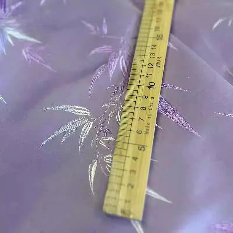 Lavender Purple Bamboo Leaf Woven Brocade - Dress Vest Home Decor Fabric