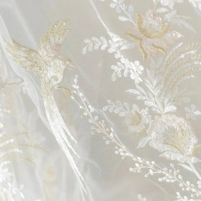 Colorful Embroidered Multicolor Floral Lace Trim Stretchable Embroidered Fabric For Bridal Wear Dance Costumes Fashion Design