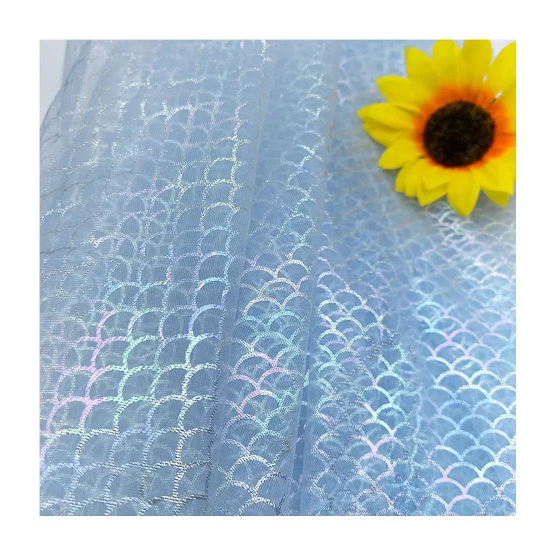 Hot-selling New Symphony Fish Scale Hot Stamping Mesh Princess Elsa Dress Amazon Toys Children's Clothing Fabric Dress Cloth