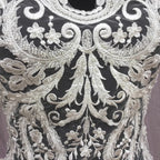 فستان زفاف فاخر من Mibai Black Sewing عالي الجودة، مزين بخرز فاخر وياقة من الدانتيل ونقشة زهور على الظهر