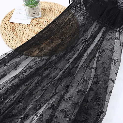 Bowknot Hollow Lace Fabric - Jacquard Mesh Lingerie Material 145cm - fabric photo 1