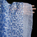 Blue High-end Plush Flash Nail Bead Embroidery Sequin Embroidery Fabric Sewing Stage Clothing Children's Clothing Design Fabric