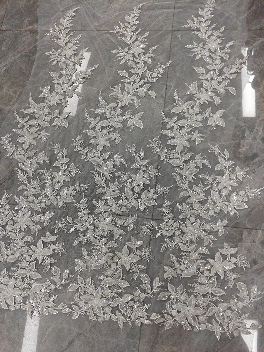 Nueva tela de lujo con bordado de lentejuelas y cuentas para coser vestidos de novia, vestidos de noche, vestidos infantiles, tela de diseño DIY