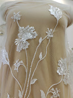 Flores de tela de encaje, vestidos de novia, vestidos de novia, tocados, cortinas de lentejuelas bordadas DIY, ramas de encaje cheongsam