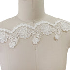 2024 nuevo retro beige coche hueso encaje ropa encaje bordado vestido de novia velo cortina DIY