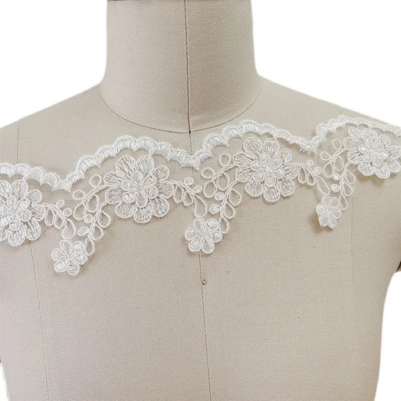 2024 new retro beige car bone lace clothing lace embroidery wedding dress veil curtain DIY