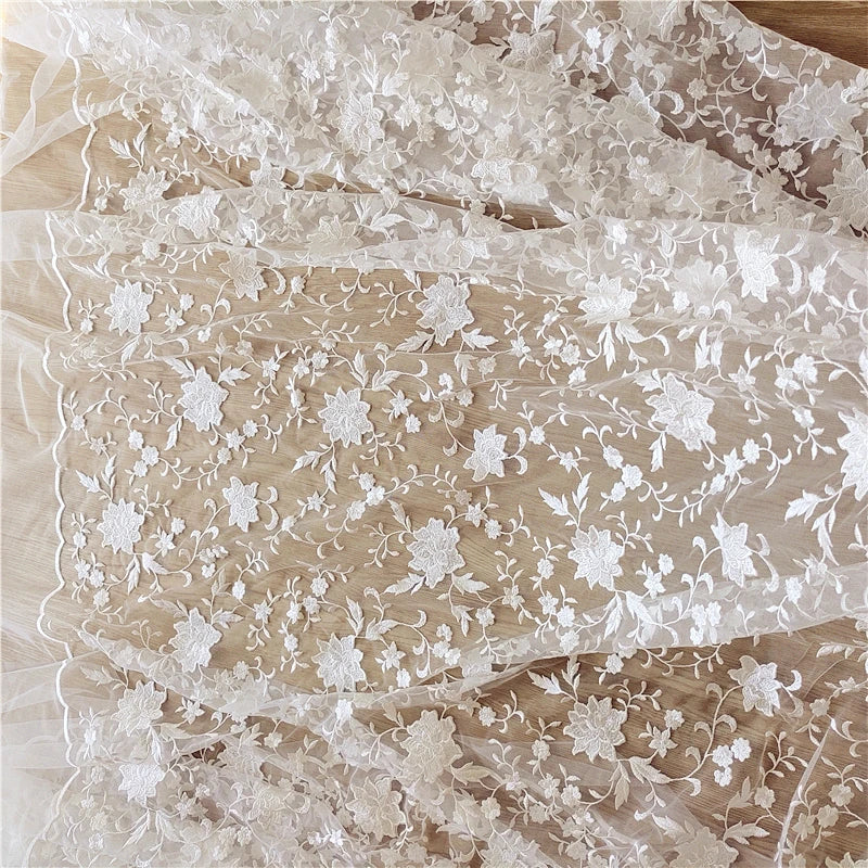 New Dress White European Leaf Lace Wedding Dress Children's Clothing Doors Curtains TableclothsChildren'sClothingMaterialsFabric