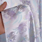 Blue Purple Tulip Flower Woven Brocade Jacquard Fabric New Chinese Style Sewing Vest Qipao Jacket Designer Fabric