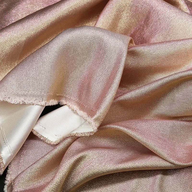 Colorful gradient sparkling satin fabric handmade DIY doll clothes stage costumes background designer fabrics for sewing