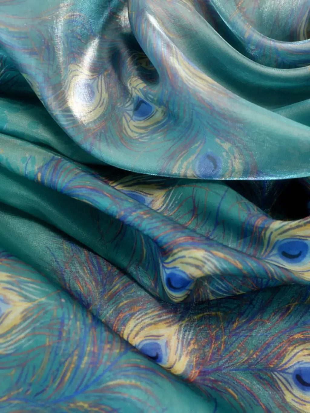 Peacock Feather Silk Organza Fabric - fabric photo 1