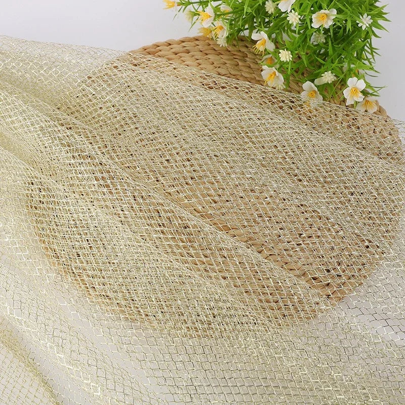 Gold And Silver Mesh,tissus Couture Sewing Fabrics Rhombus ,decorative Net Party Dress Background Children's Dress Hat Gift Box
