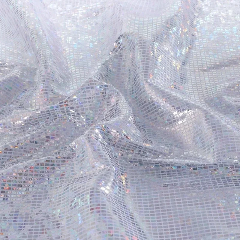 Laser Iridescent Shiny Hot Stamping Block Fabric Sewing Stage Performance Costumes Background Decoration Designer Fabric
