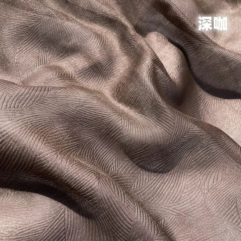 Dark Pearl Leaf Jacquard Vintage Lolita Silk Fabric For Dress And Home Decoration