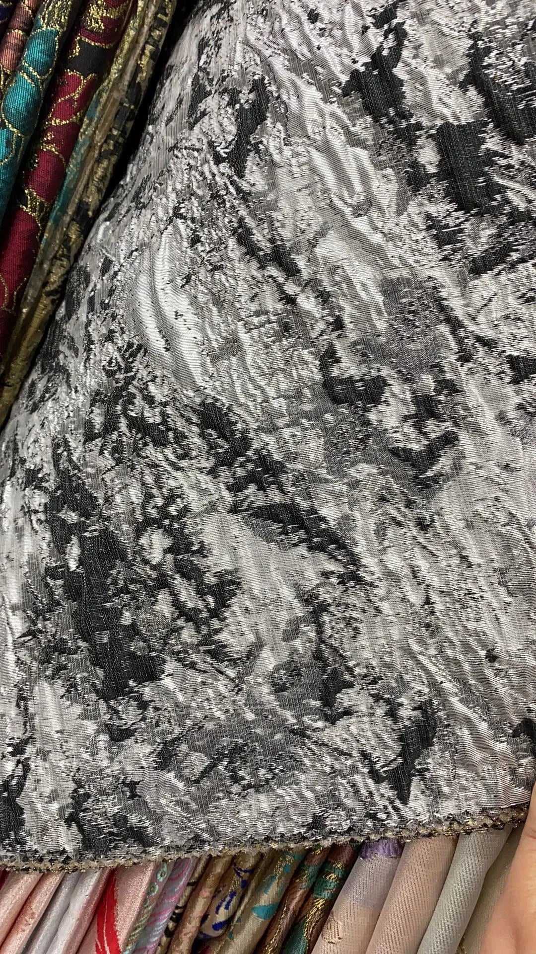 Gold Thread 3D Relief Artistic Print Clothing Fabric - Dress Evening Gown Coat Designer