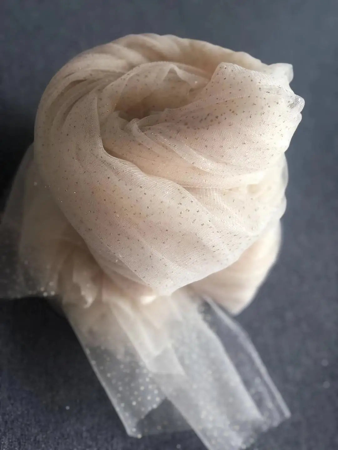 High-quality Blue Black Purple Champagne Colored Headdress, Hot Stamping Gold Spray Shiny Film Wedding Dress Soft Tulle Fabric