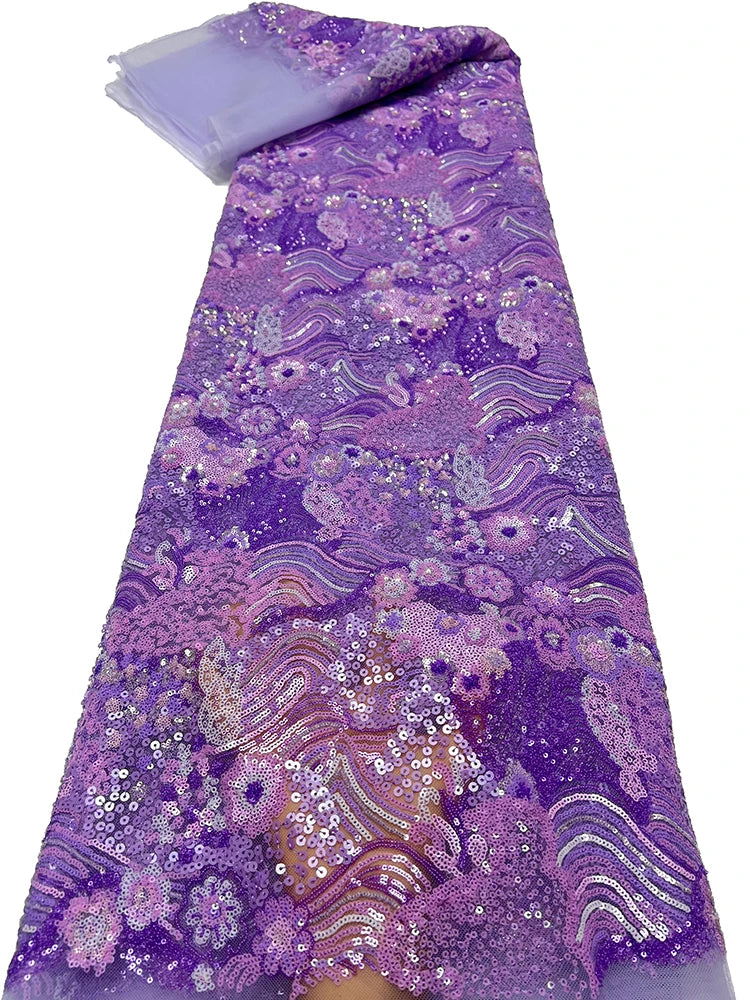 mesh fabric, retro color bead, landscape painting, flower pattern, sequin embroidery fabric, formal dress, qipao dress