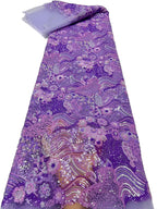 mesh fabric, retro color bead, landscape painting, flower pattern, sequin embroidery fabric, formal dress, qipao dress