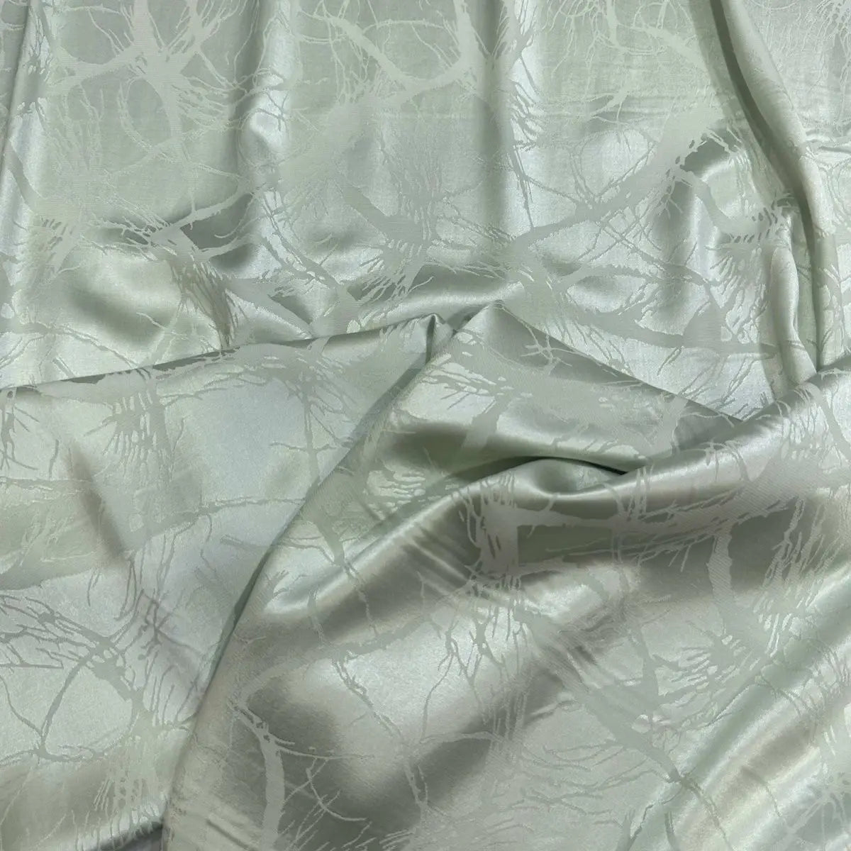 قماش جاكار ساتان أسيتات أخضر بنقشة أشجار صيفية مناسب لفساتين الزفاف والفساتين الرسمية وأقمشة الملابس المصممة