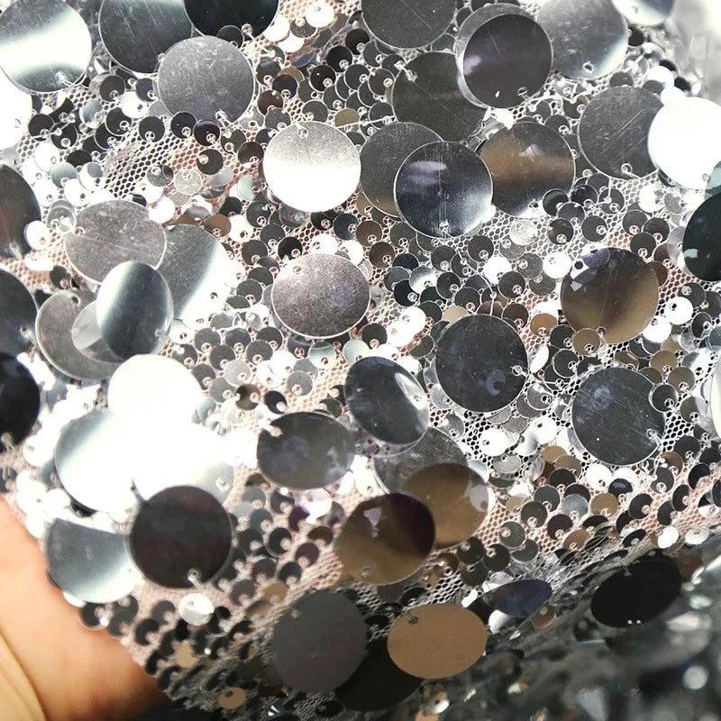 Silver Size Glitter Shiny Reflective Fabric DIY Stage Decoration Background Fabric Sewing Dress Bag Fabric