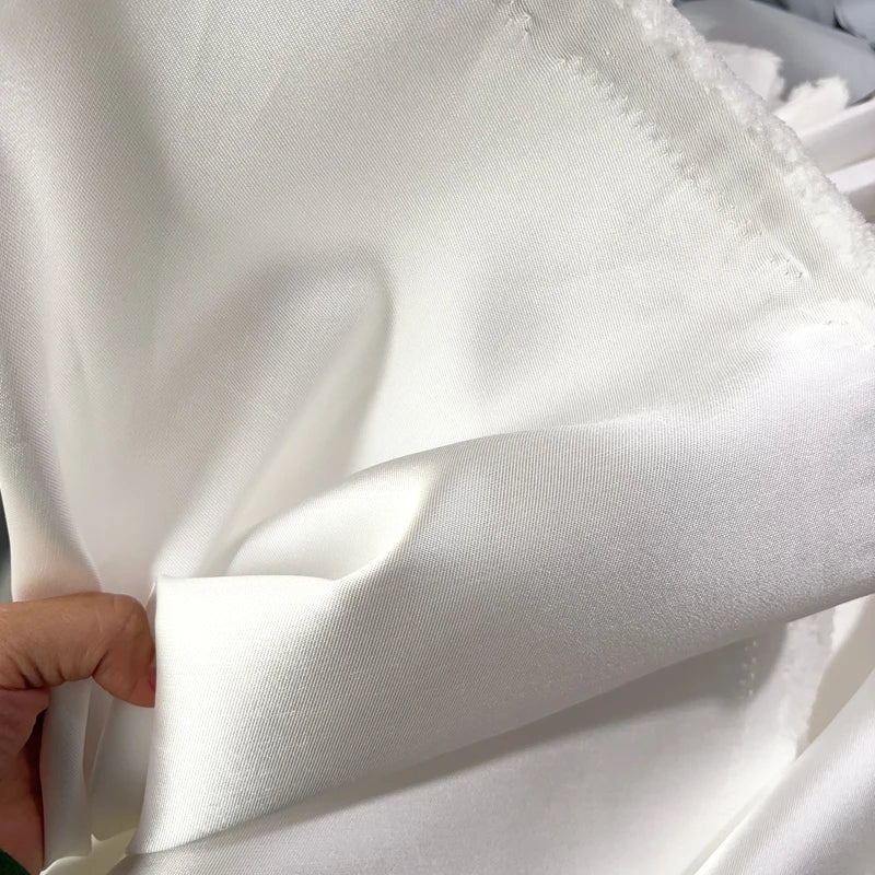 Premium Hard Mikado satin fabric White upgrade stiff bridal gown and men's suit designer DIY satin fabric
