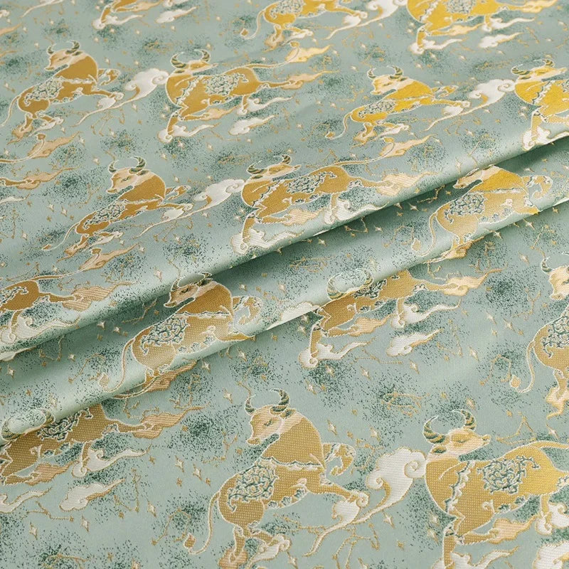 قماش جاكار بروكار بخيوط ذهبية فلكية - نمط سماوي