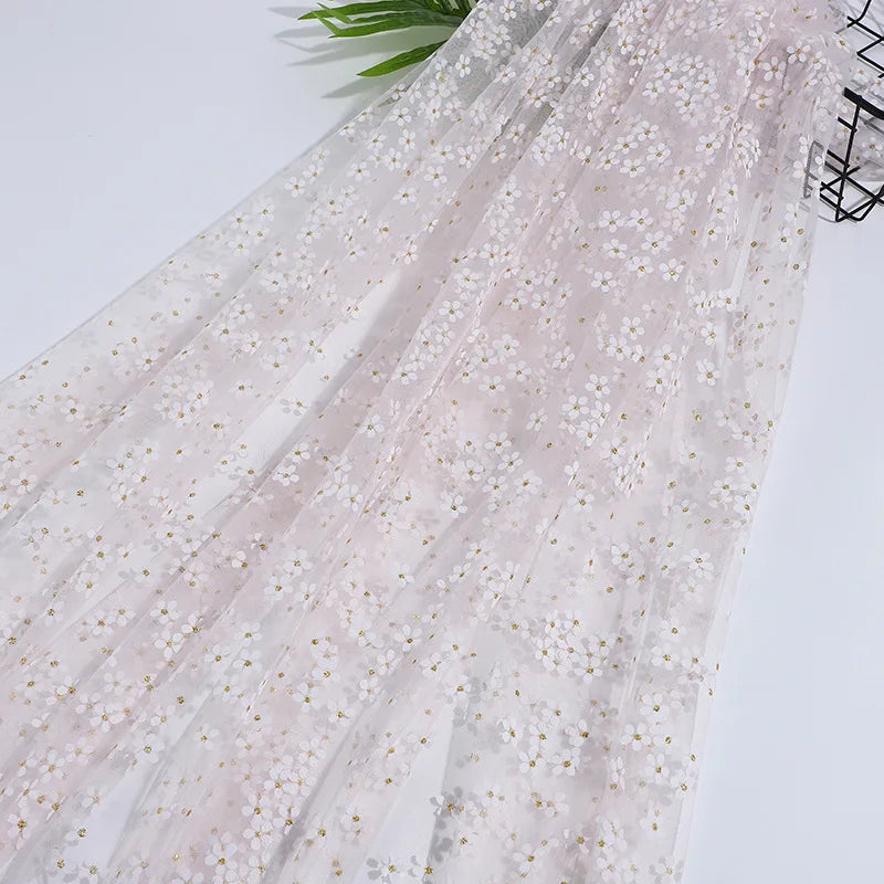 قماش شبكي ناعم مطبوع بمعجون الجل مناسب لفساتين الشيفون وأزياء المسرح وملابس الأطفال والديكور