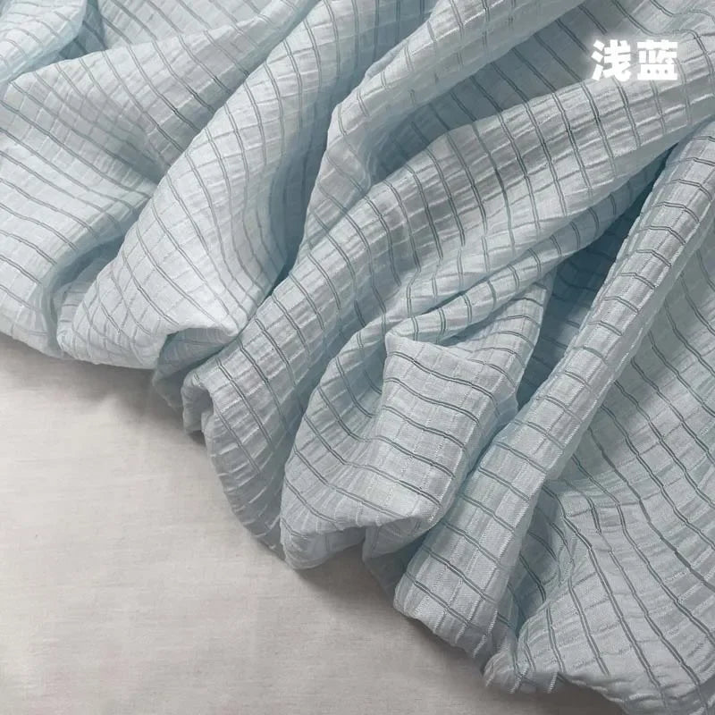 Cream Yellow Checkered Fabric Soft Breathable Textile For Summer Outfit Sewing DIY Clothing Craft Upholstery Home Decor Material