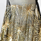 White Embroidered Gold Sequin Lace Fabric for Wedding Dresses Clothing Home Decoration Handmade Accessories