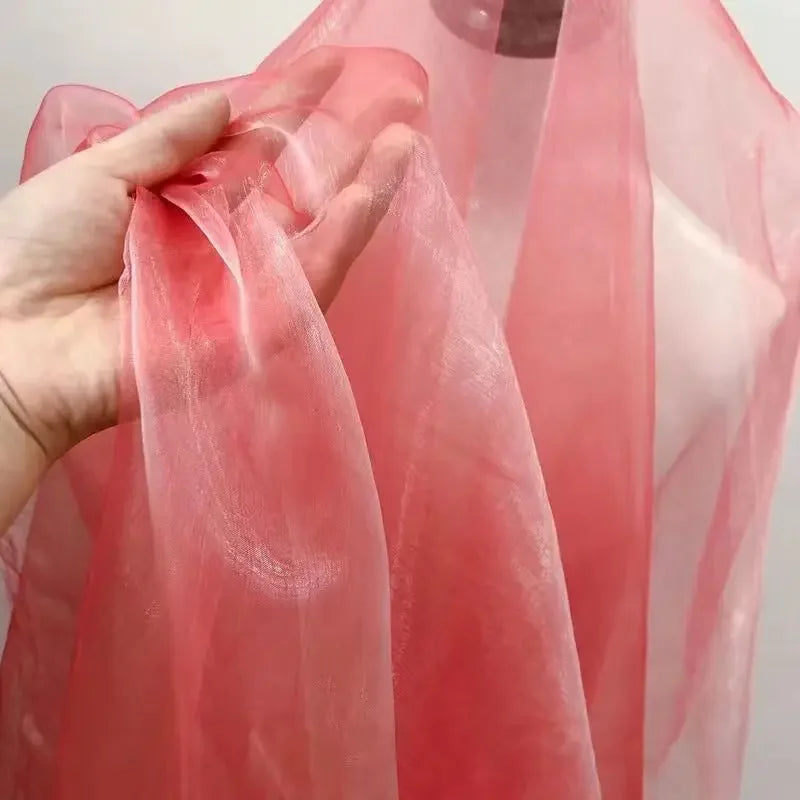 Unique Fabric Transparent Organza Sheer Cloth Sparkling Material For Wedding Dress Elegant Evening Gown Couture Design Clothing
