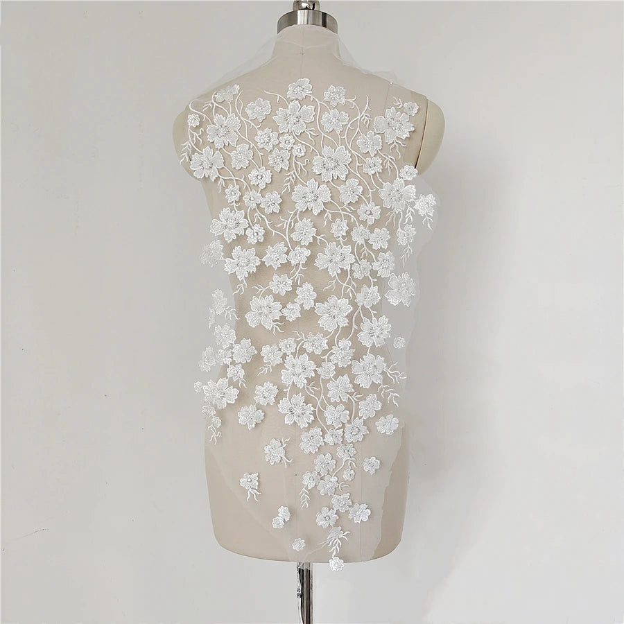 New Heavy Industry Wedding Dress Dress Window Door Curtain Mesh Embroidery Nail Bead Lace Fabric Flower Tablecloth Background