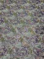 mesh fabric, retro color bead, landscape painting, flower pattern, sequin embroidery fabric, formal dress, qipao dress