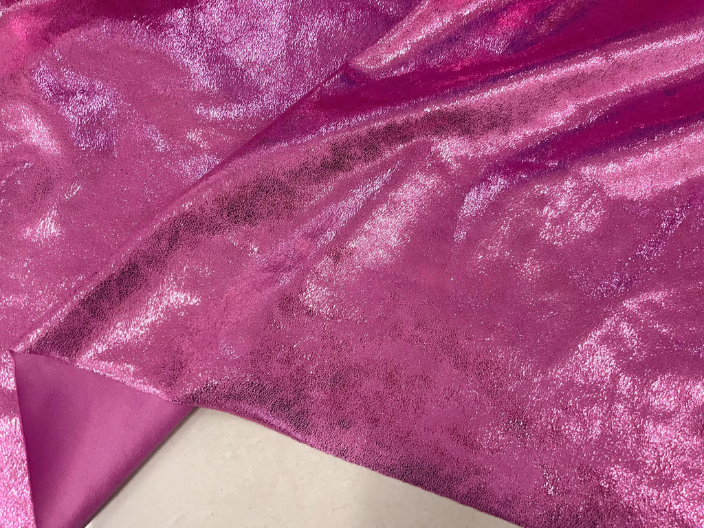Pink Glossy Elastic Suede Evening dress Fabric - Soft Stretch Material 150cm