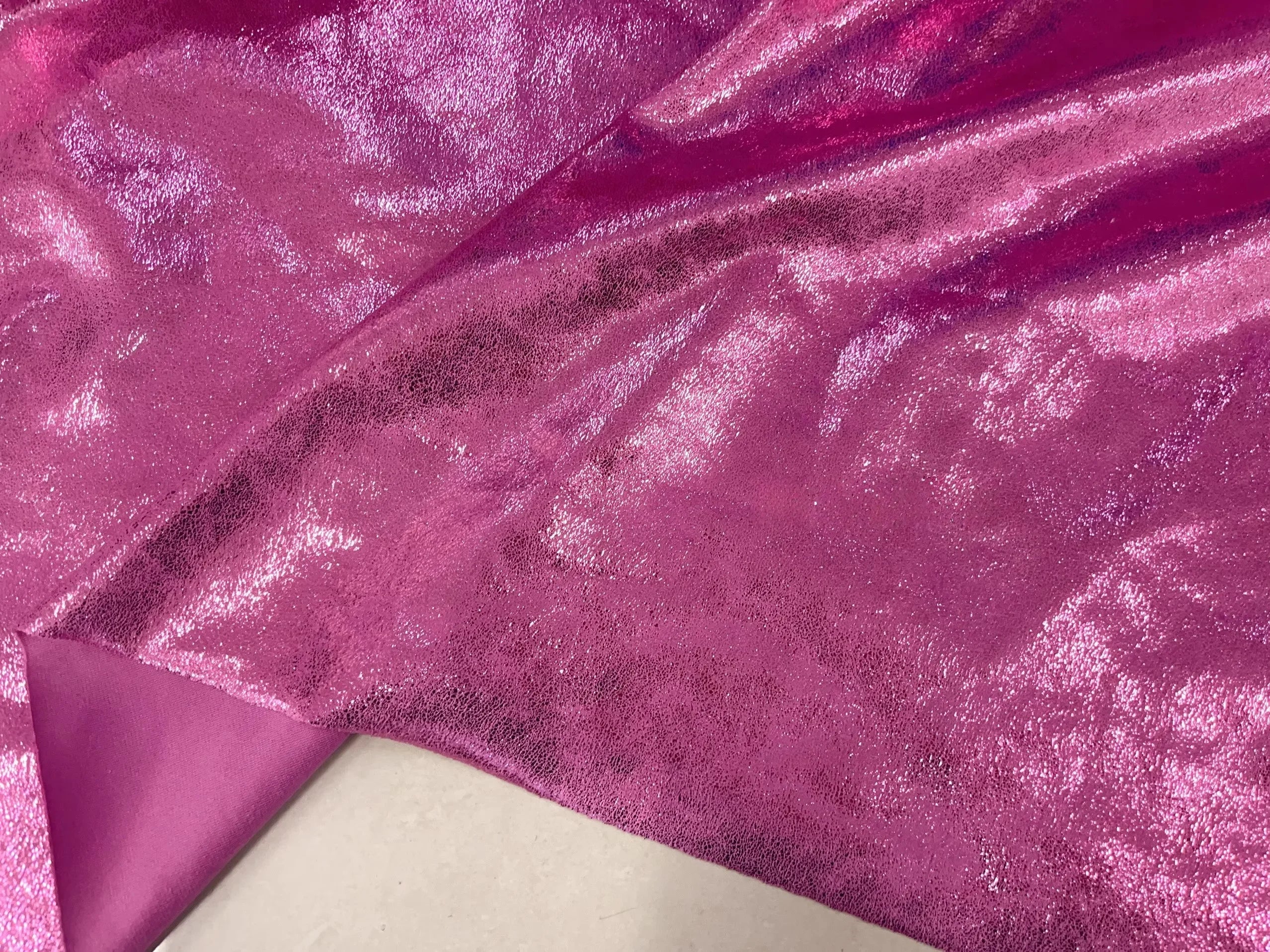 Pink Glossy Elastic Suede Evening dress Fabric - Soft Stretch Material 150cm