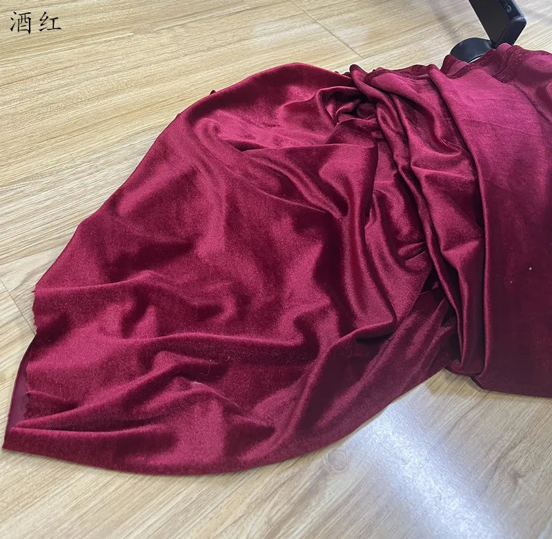 قماش مخملي عالي الجودة، قماش مخملي أحمر غامق، فساتين سهرة دافئة، ديكورات خلفية للمهرجانات، قماش ستائر