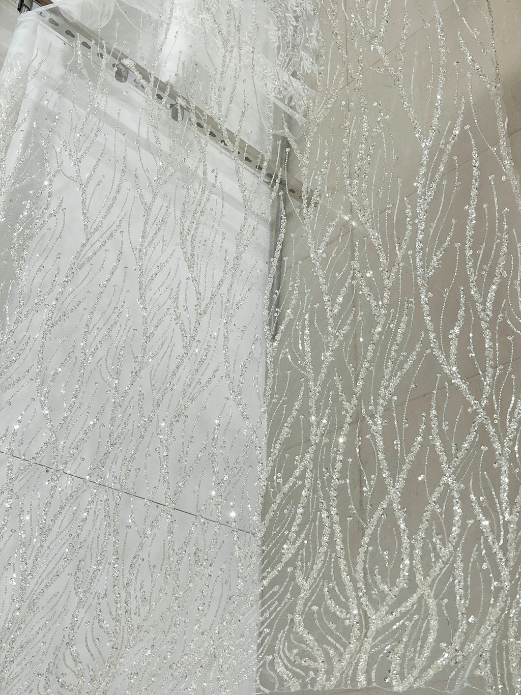 Nueva tela de encaje, ramas de árbol, bordado de cuentas, vestido de novia, vestido qipao, tela de lentejuelas, cortinas de encaje para puerta