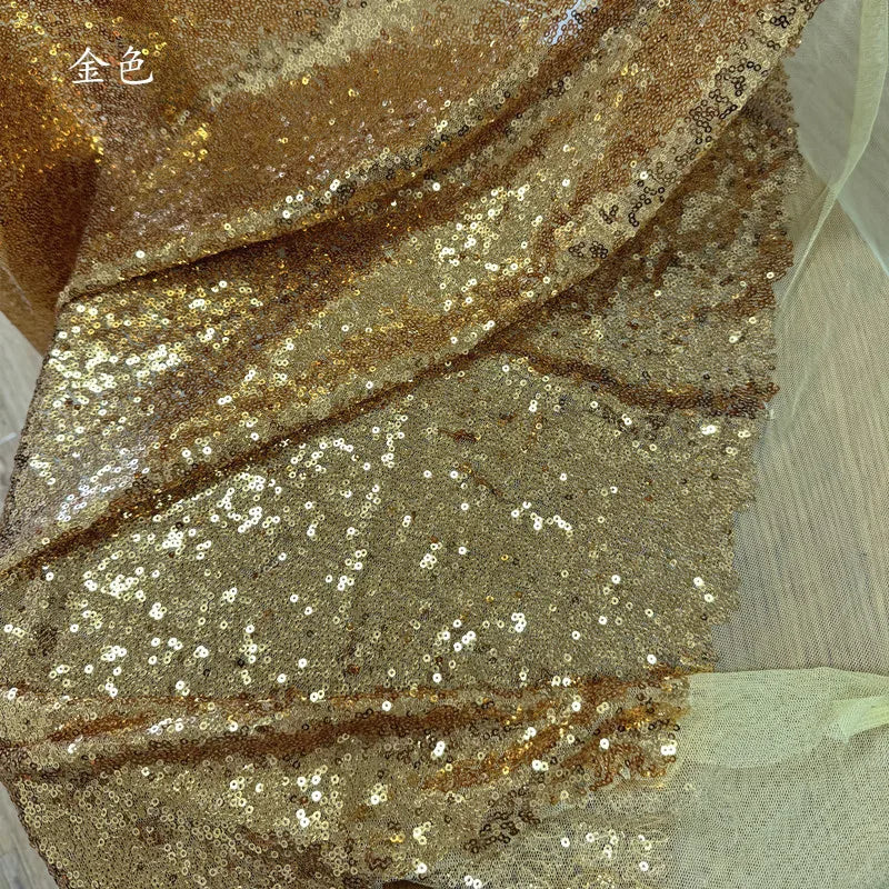 قماش ترتر ذهبي فضي أرجواني أسود صغير مشفر لتزيين ملابس السهرة والزفاف