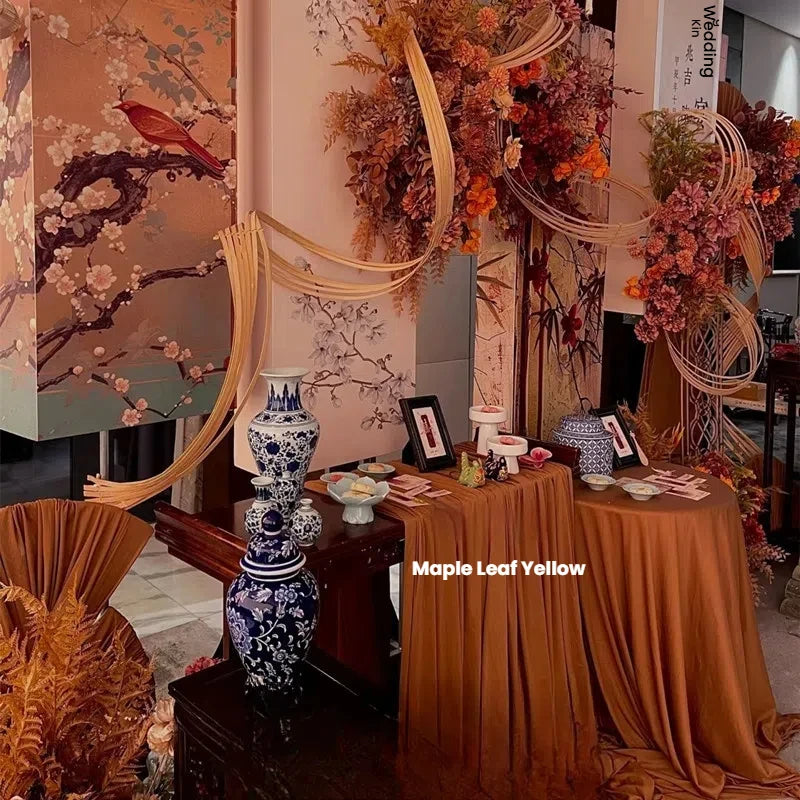 Orange Yellow Gold Coffee Milk Silk Stretch Fabric Roll Width 150cm for Wedding Home Decor Backdrop Drape Goblet Garment