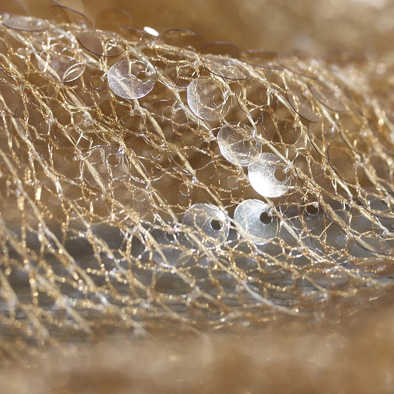 Champagne gold non-stretch sequin fabric for costumes and eveningwear