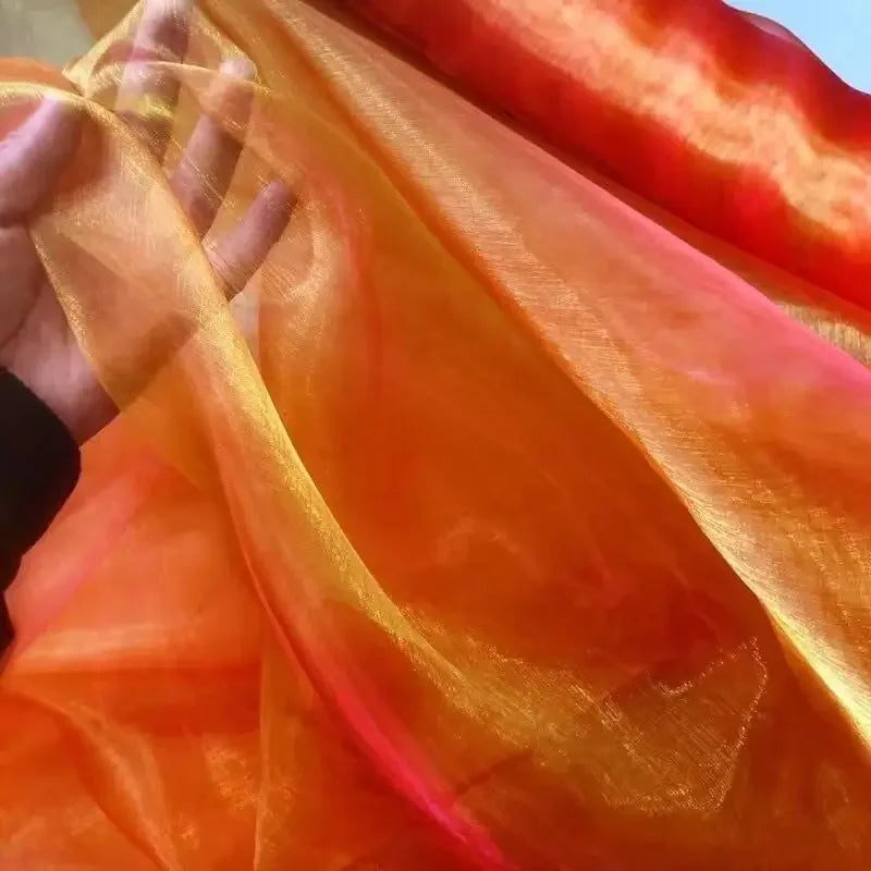 Unique Fabric Transparent Organza Sheer Cloth Sparkling Material For Wedding Dress Elegant Evening Gown Couture Design Clothing