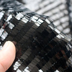 Rectangular fish scale sequin fabric, black hanging fabric, mesh fabric, computer embroidery fabric
