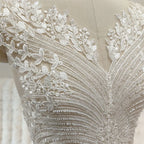 تطريز خرز على حافة زهرة من الدانتيل - زينة صدر فستان الزفاف 60 × 40 سم