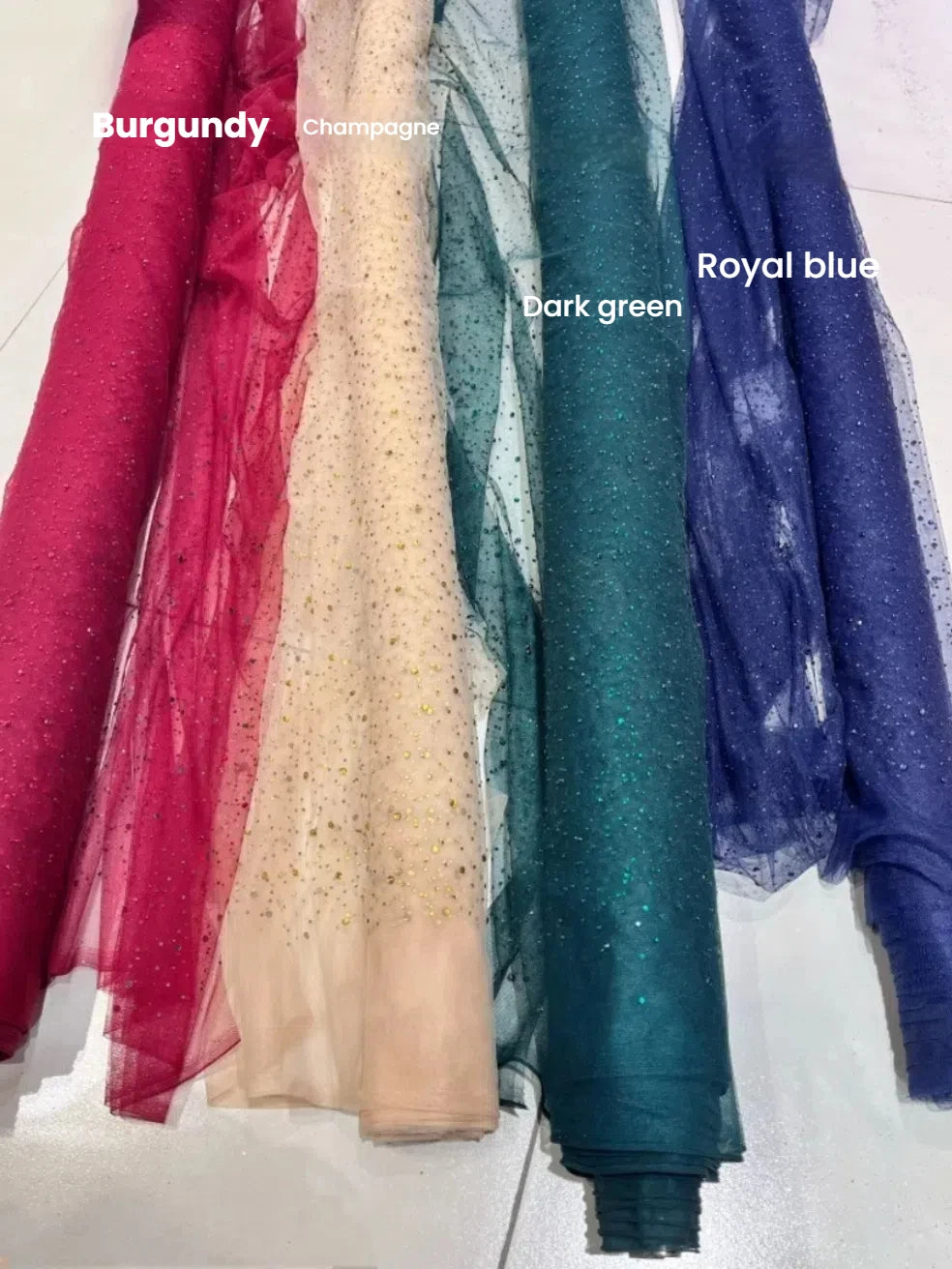 Wine Red Champagne Dark Green Iridescent Laser Hot Stamping Sequins Mesh Fabric Embroidery Lace Wedding Fabric