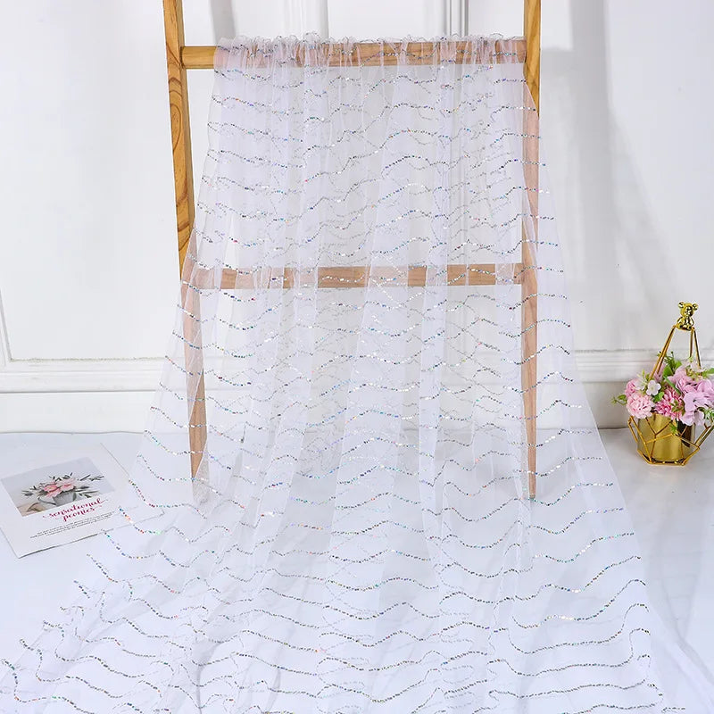 Wavy Sequined Net Fabric Suitable For Wedding Dresses Formal Gowns Children's Wear Dresses And Headwear