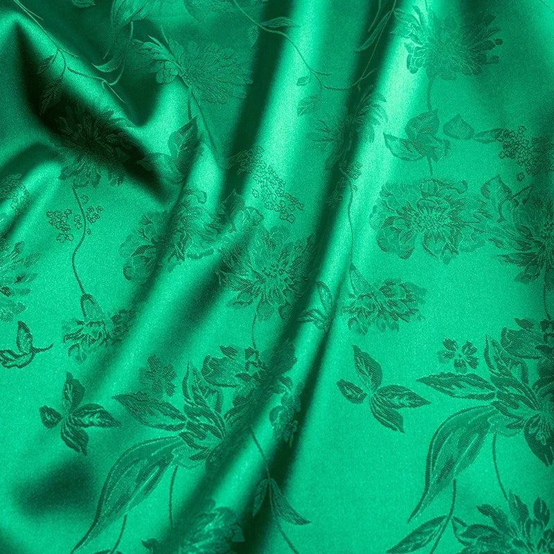 قماش ساتان منقوش بنقشة زهور، قماش ناعم لامع، مثالي لفساتين السهرة وأزياء الزفاف والحرف اليدوية التقليدية من تشيباو