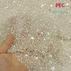 High-End Bead Embroidery Sequins Crystal Mesh Fabric - Luxury Material 130cm
