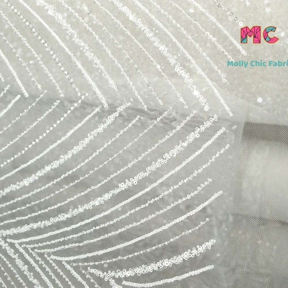 New Feather Pattern Bead Embroidery Mesh Fabric Sewing Wedding Dress And Evening Dress DIY High End Customized Clothing Fabric