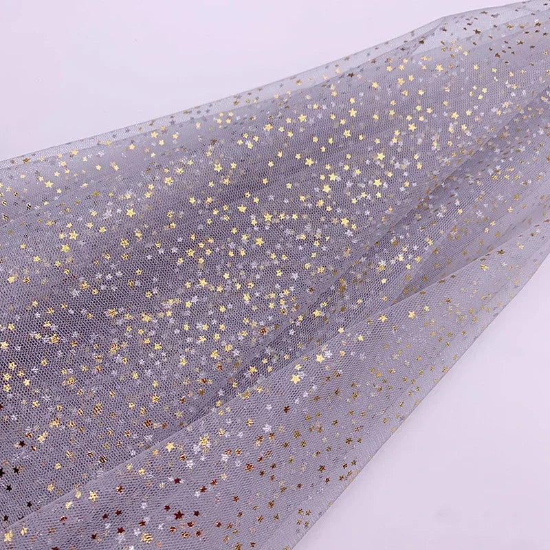 Gilding stars Sparkly gauze tulle Stage costume Fabric Gauze skirt fabric bow hair Christmas accessories Children's clothing